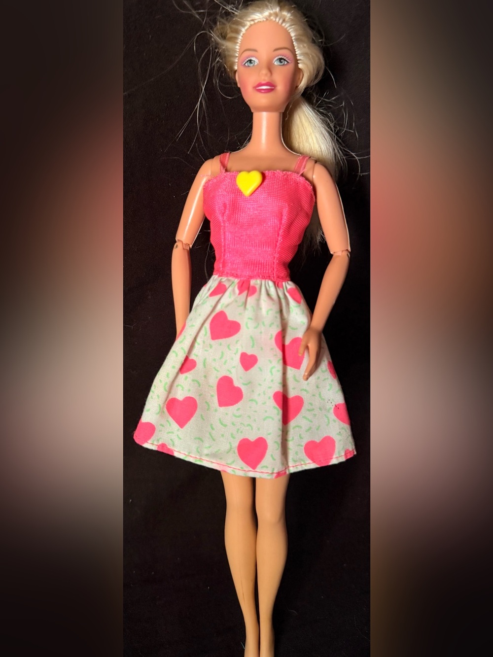 vintage barbie Girls' Pink Heart Print Sundress